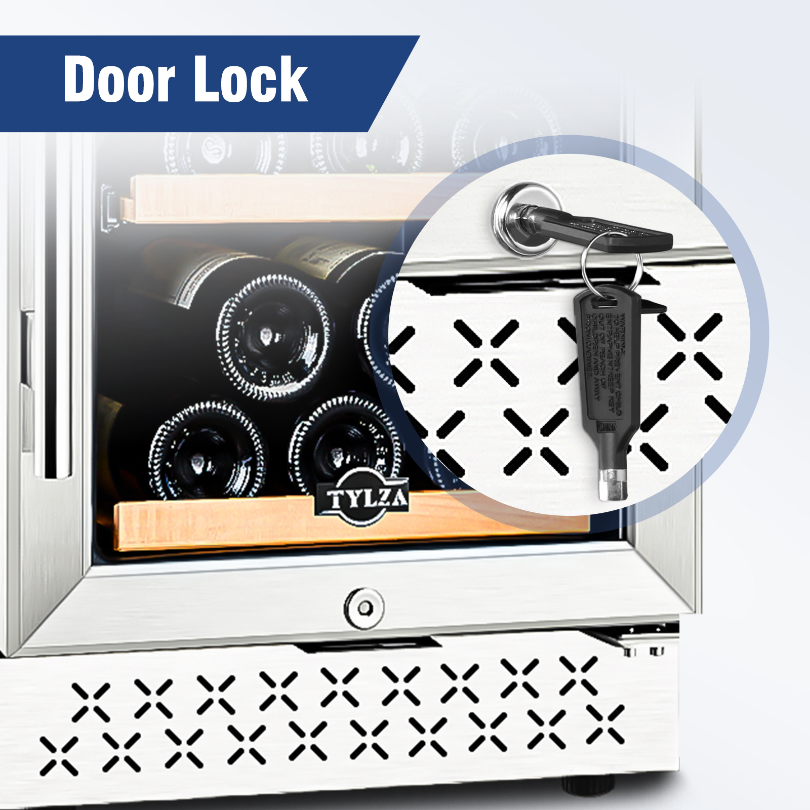 Tylza 15" Wine Fridge 30 Bottle Single Zone BuiltIn/Freestanding with Childproof Lock