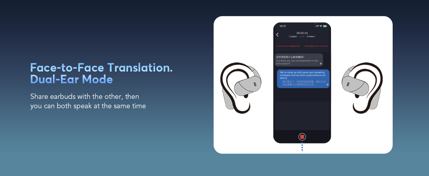 AI Translation Wireless Earbuds Real Time, 3-in-1 Translator Earbuds