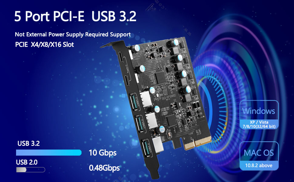 PCIe to USB 3.2/3.1 Gen 2 Card