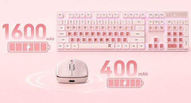 Redragon BS8531 Wireless 104-Key Low-Profile Keyboard, 4000 DPI Mouse Combo | 30% Slimmer Ultra-Thin