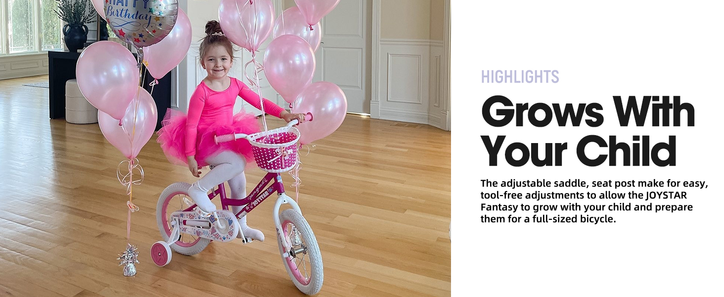 joystar kids bike boy girl children youth bicycle toddler training wheels basket low-step frame