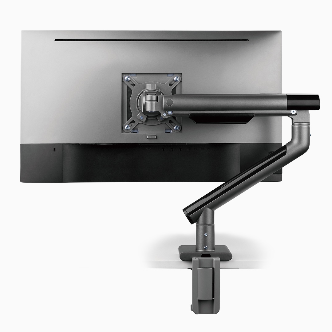 slim single monitor arm, minimalist desk mount, low-profile ergonomic arm, space-saving screen stand
