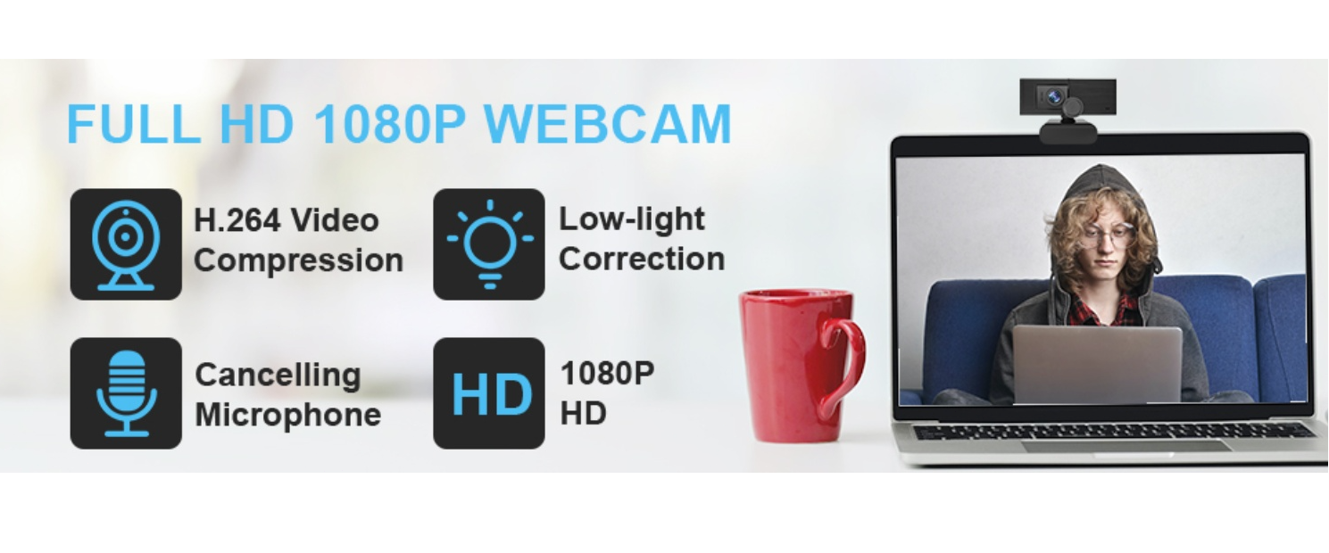 EACH webcam, low light correction, H.264 compression, noise cancelling mic