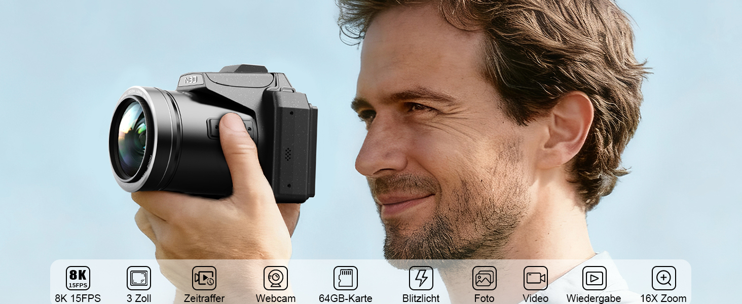 5K 64MP vlog camera with 16X zoom & flip screen