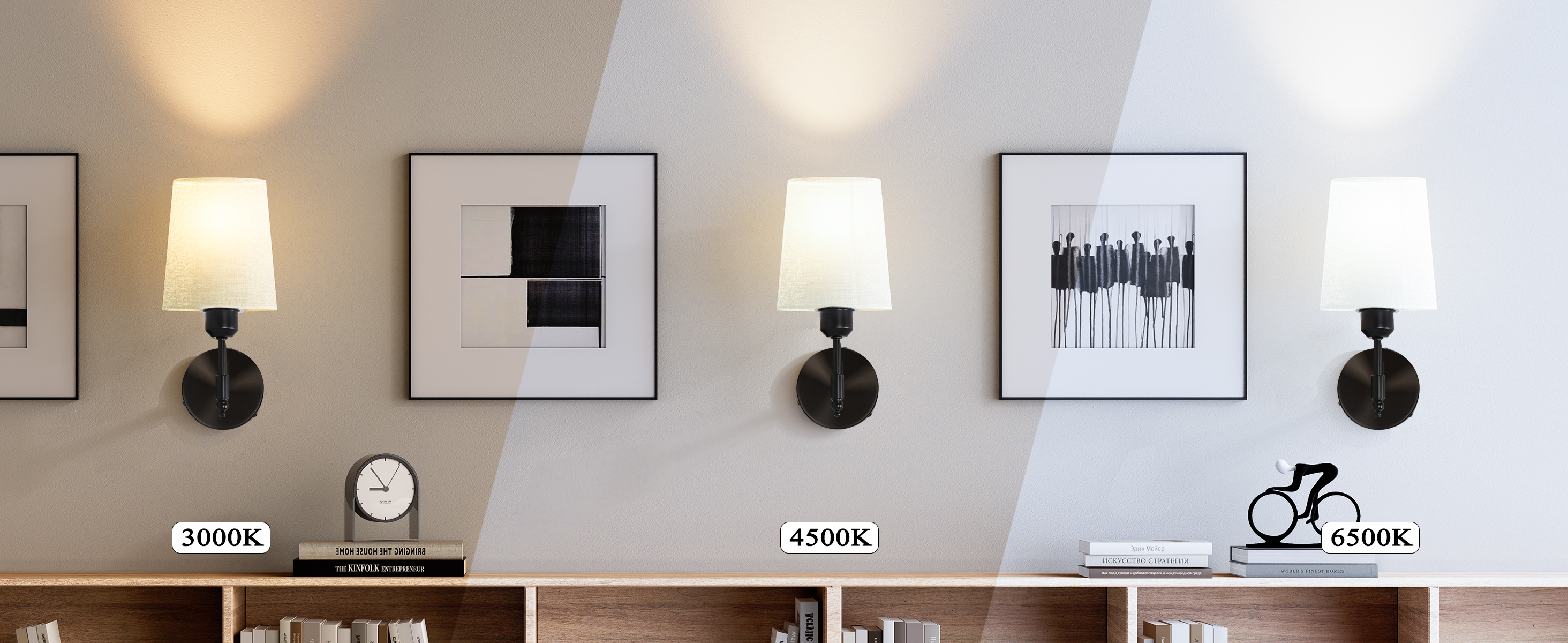 Three Color Temperatures Battery Operated Wall Light