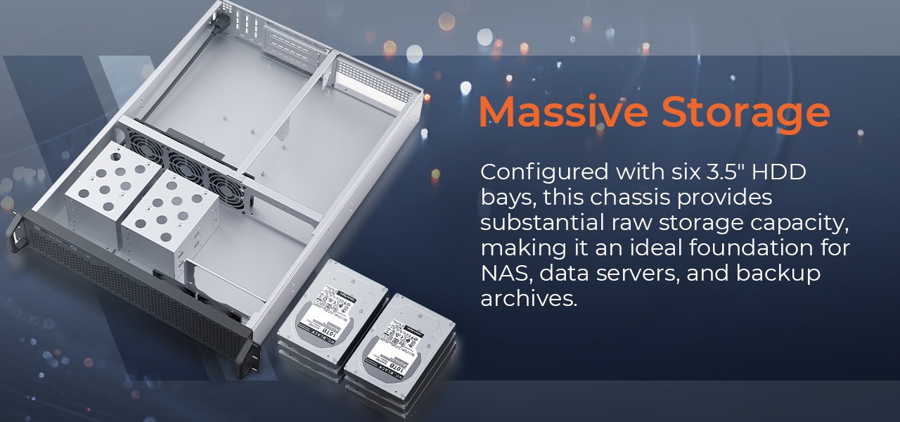 Rosewill 2U Rackmount Server Chassis | Horizontal Full-Size GPU Support | ATX Motherboard Compatible