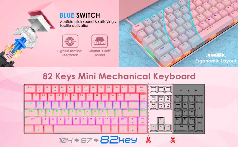 Gaming Keyboard Mouse Combo Wired White Led Backlit 82 Keys Ergonomic ...