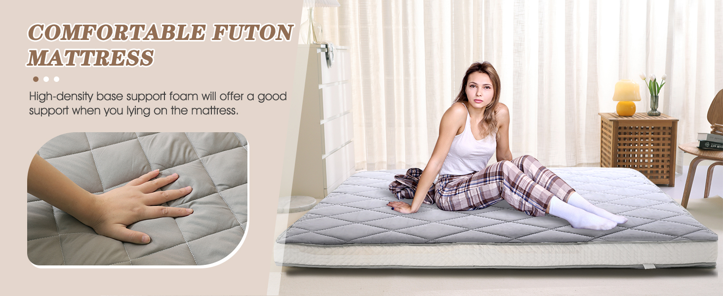 Begonia.K Japanese Floor Mattress Futon Mattress, Thicken Tatami Mat  Sleeping Pad Foldable Roll Up Mattress Dormitory Mattress Pad Bed 