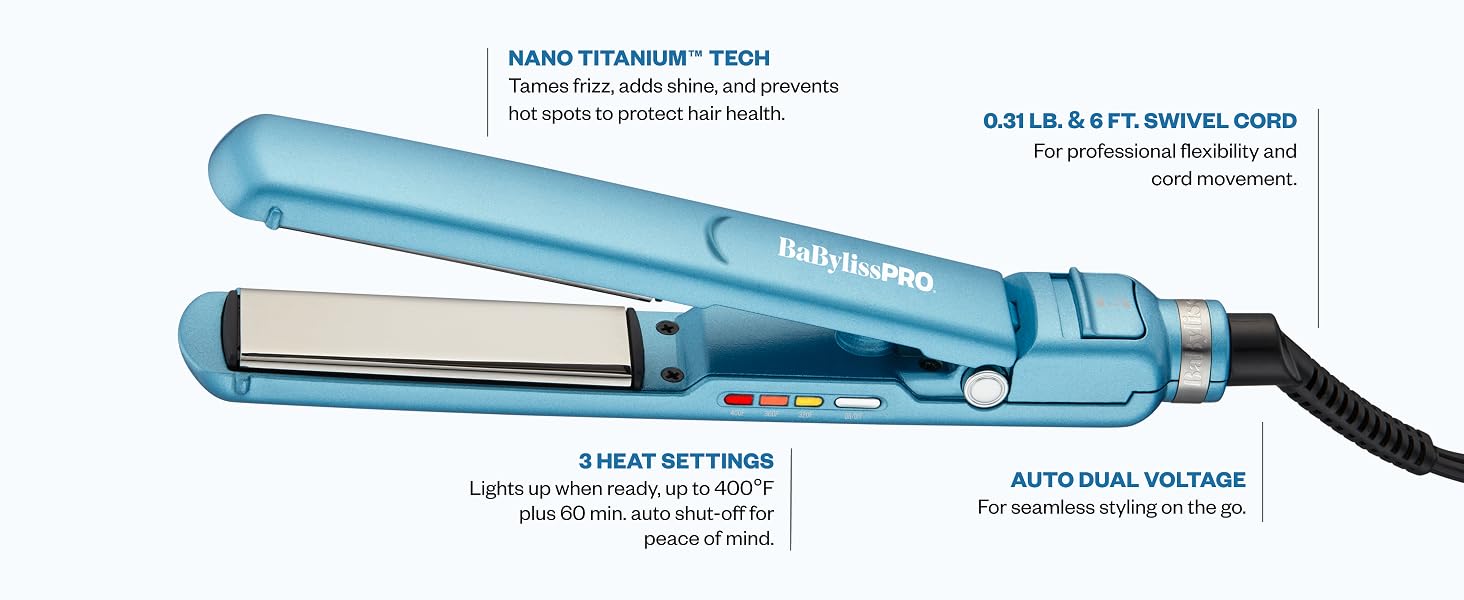 BaBylissPRO BNTC4072T Nano Titanium 1-inch Compact Ultra-Thin Flat Iron