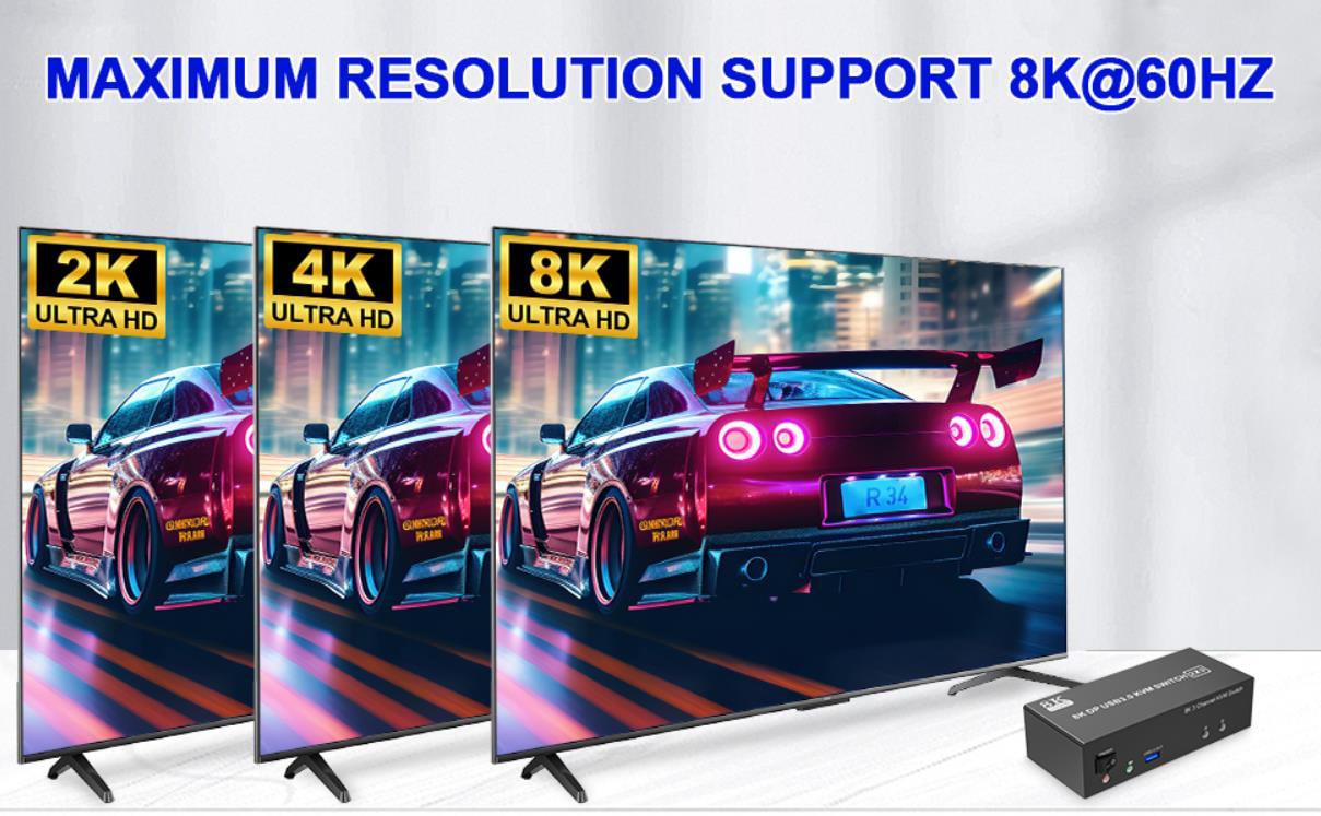 KVM Switch Triple Monitor RJ45 Ethernet Splitter 1 to 2: