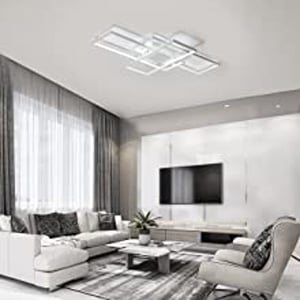 Ceiling Light Dimmable LED Chandelier with Remote Control,Modern 50W  3-Layer Square Ceiling Lamp Acrylic Flush Mount Ceiling Lights Fixtures for  Bedroom Dining Living Room Kitchen(White) 