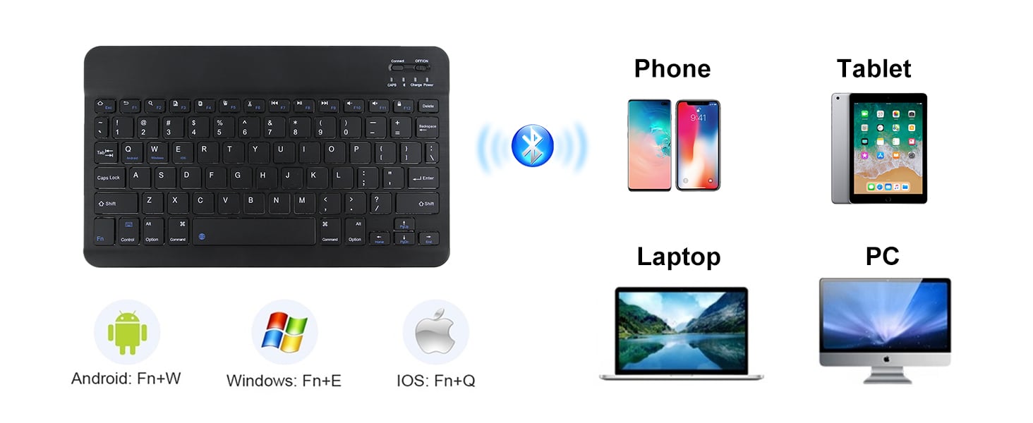 Ultra-Slim Bluetooth Keyboard Portable Mini Wireless Keyboard