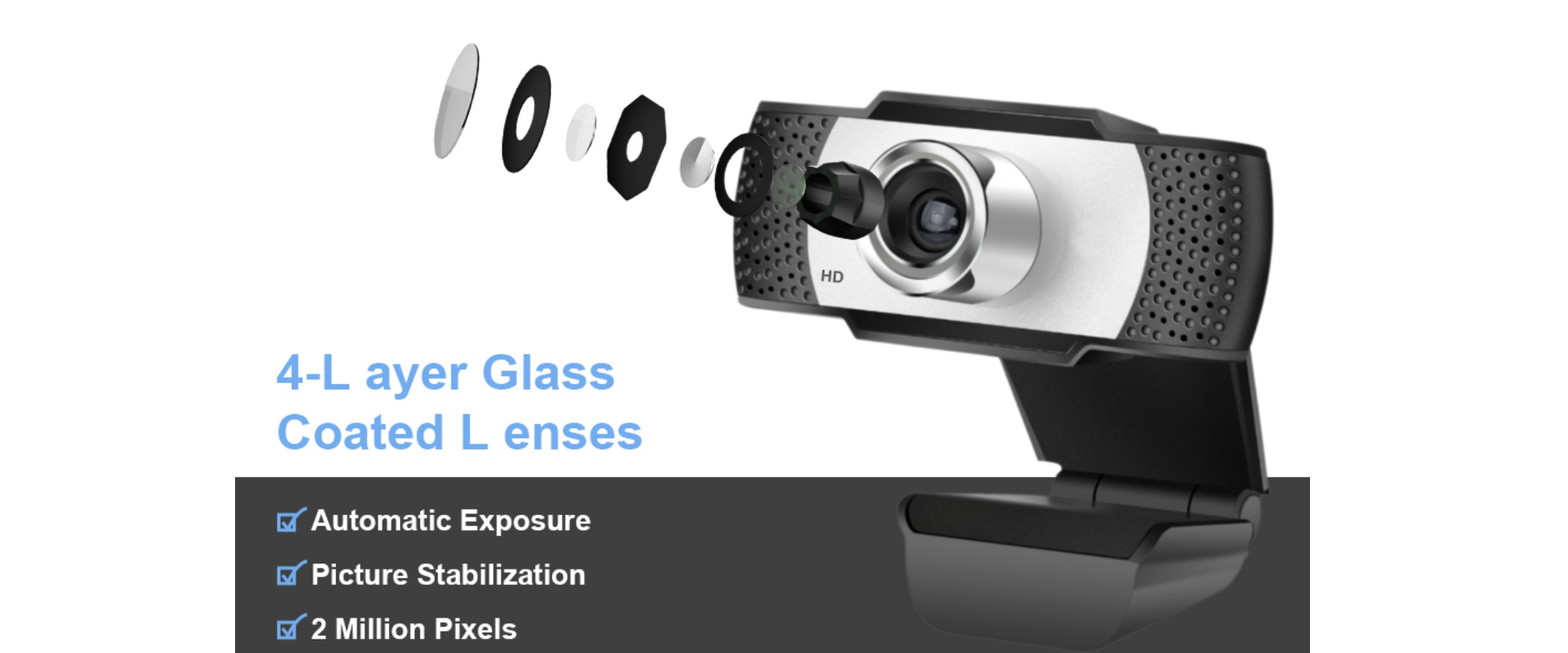 4-layer coated glass lens webcam