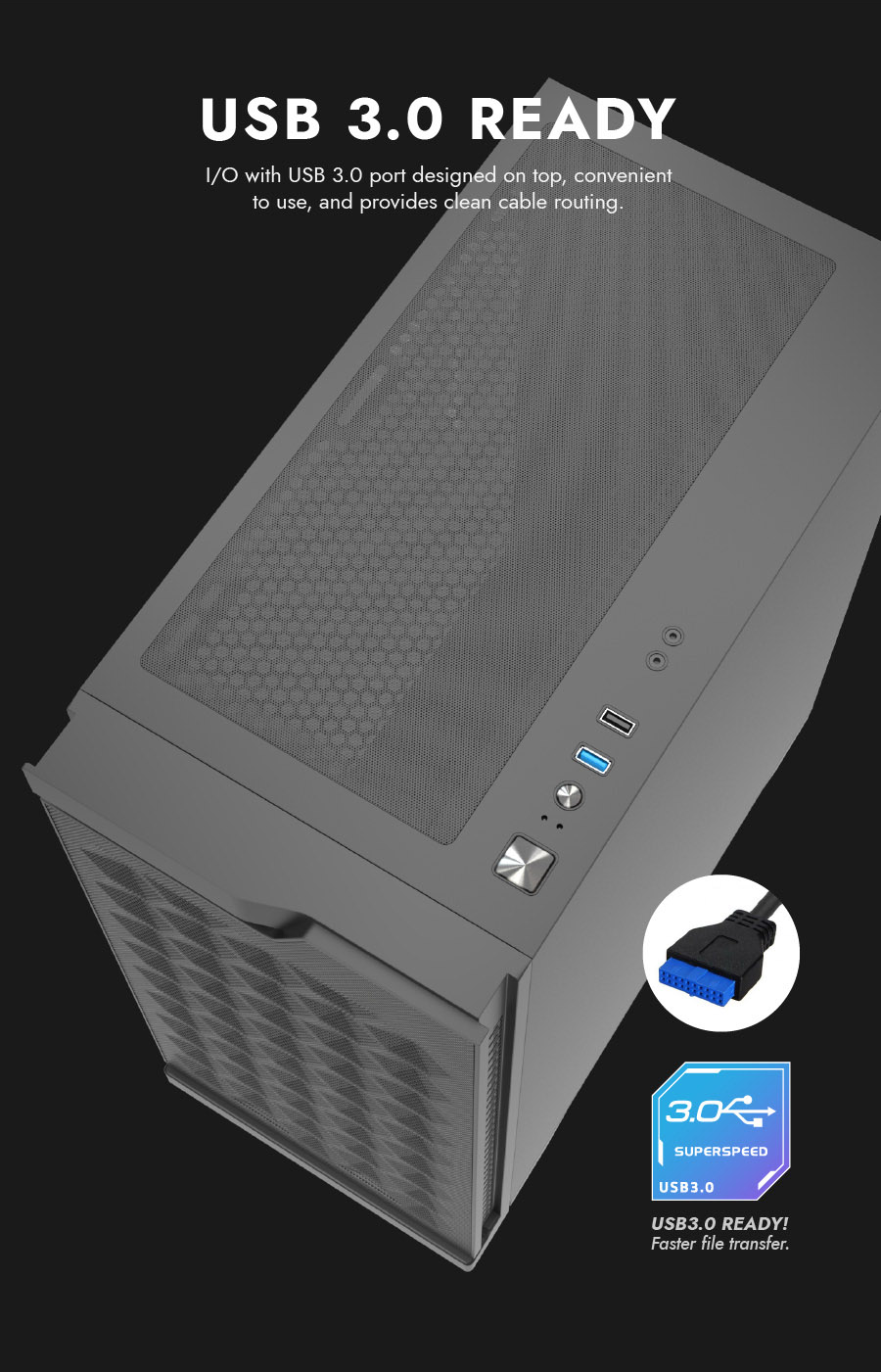 darkFlash DK361,ATX Mid-Tower Gaming Case,Hexagon Mesh High-Airflow Front,4× ARGB PWM Fans