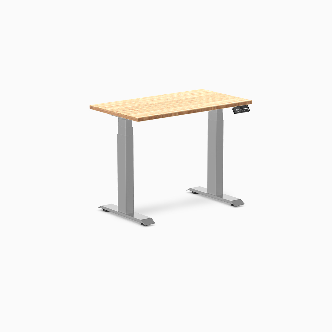 mini standing desk, small sit stand desk, bamboo standing desk, compact desk, height adjustable desk