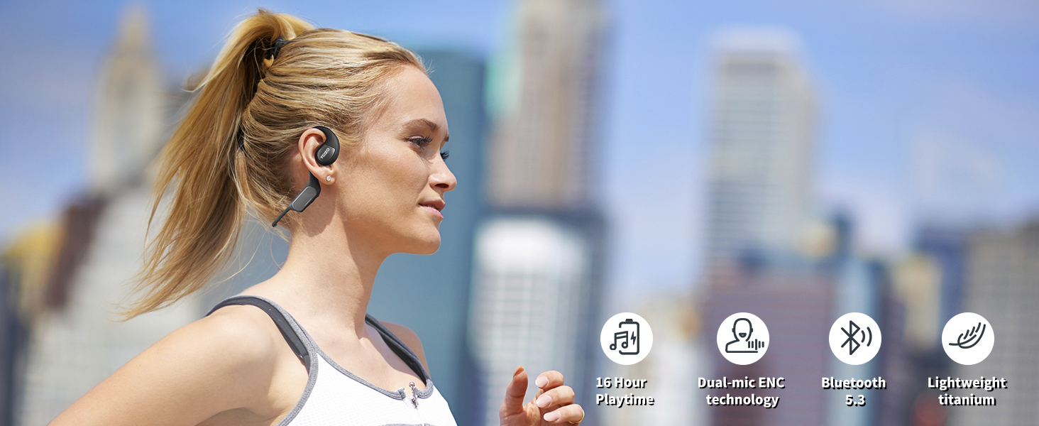 OpenReal - Auriculares inalámbricos Bluetooth 5.3 con conducción de aire,  auriculares deportivos con sonido premium, doble micrófono con reducción de