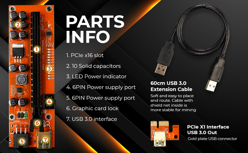PCI-e PCI Express 16X Extension Cable 270 Degree PCI-E Slot with Latch 