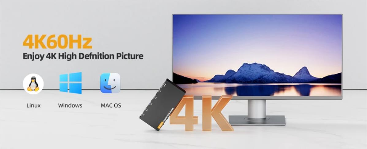 KVM Switch 1 Monitors 4 Computers USB-C HDMI DP, EDID Emulator USB 3.0 HDMI KVM Switch