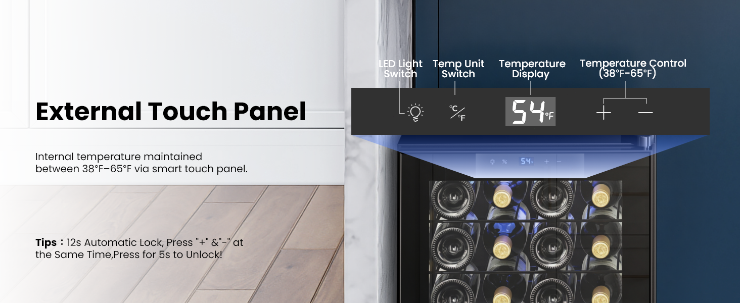 38-65°F digital temp control