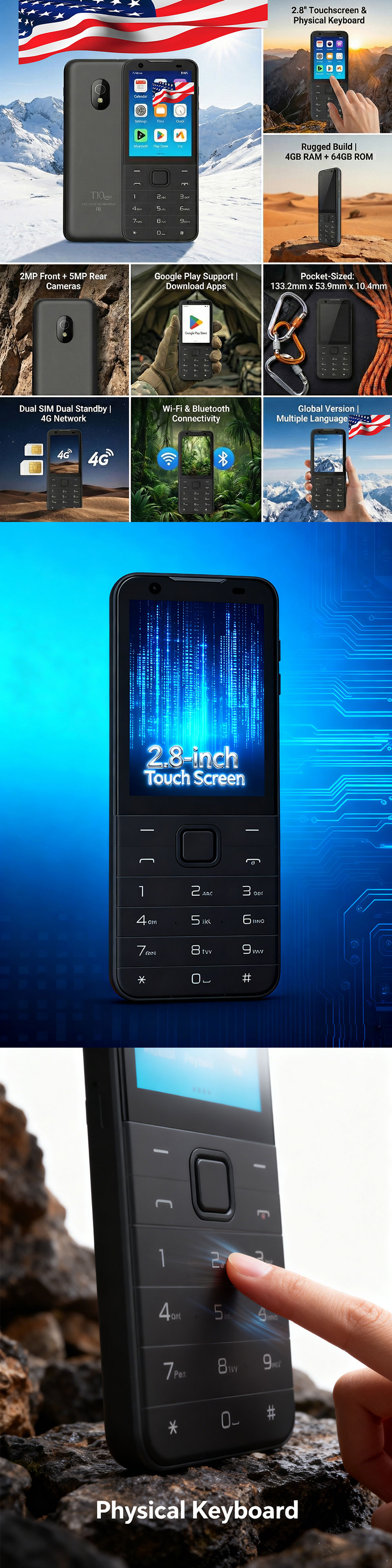 2.8-inch touchscreen, physical keyboard