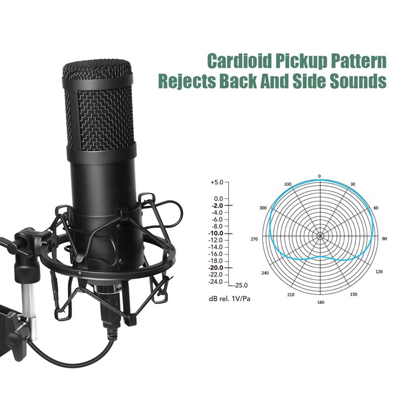 USB Streaming Podcast PC Microphone professional 192KHz/24Bit Studio Cardioid Condenser Mic Kit with