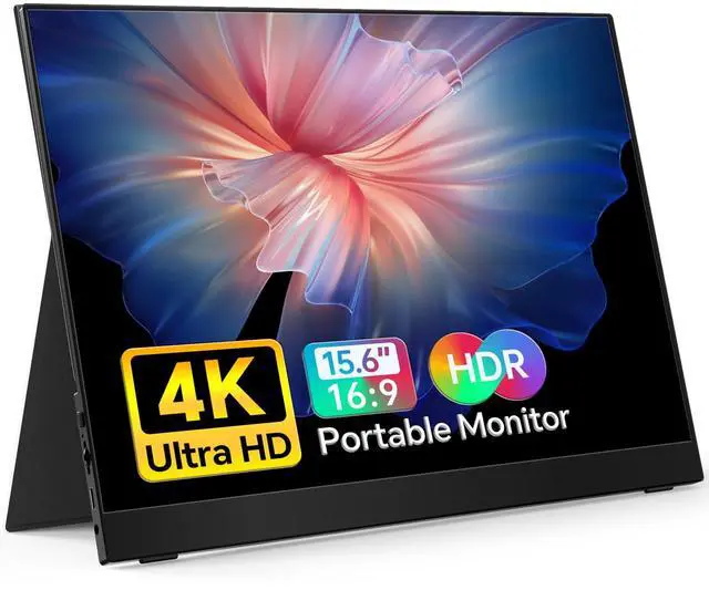 MNN 15.6 inch 4K Portable Monitor UHD 3840x2160, 15.6" USB-C HDMI IPS HDR Laptop Display, 100% Adobe