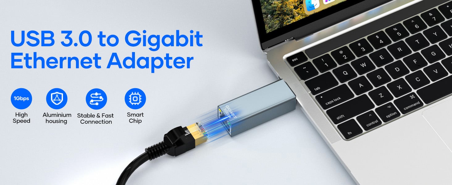 USB to Ethernet Adapter, USB 3.0 to 10/100/1000 Gigabit Wired LAN Network Adapter