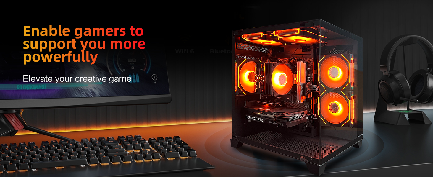 HZG Gaming Desktop Computer PC,AMD Ryzen 7 5700X,RTX 4060 8G