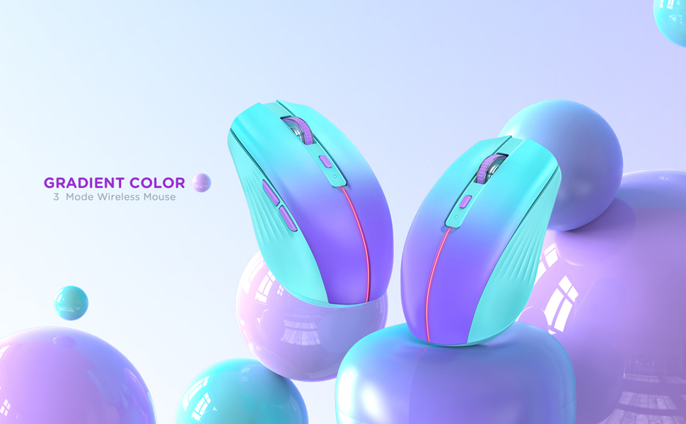 Bluetooth Wireless Mouse, Rechargeable Slient Multi-Device Computer Mice (Tri-Mode: BT1/2+2.4Ghz) wi