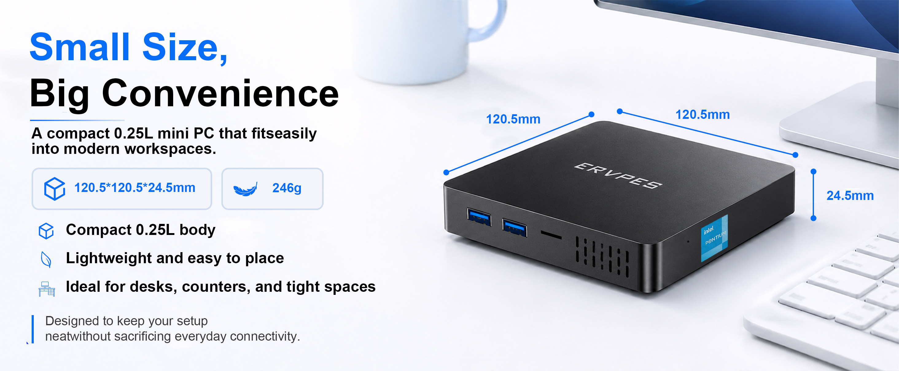 Mini PC, compact desktop computer, small form factor PC, lightweight mini computer, space-saving des