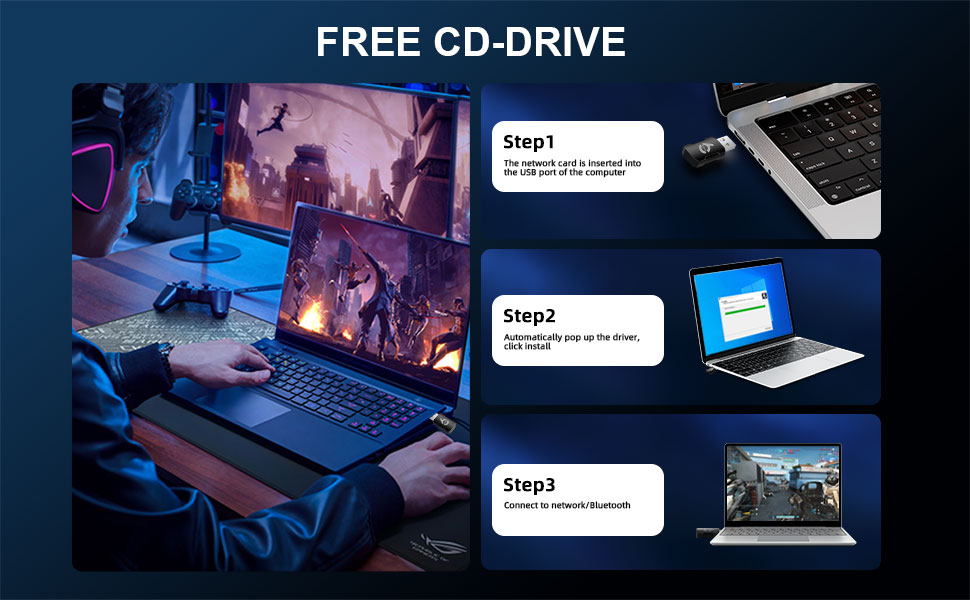 Plug & Play - Free CD-Drive Built-in driver, just plug into the USB port, find the mobile disc file