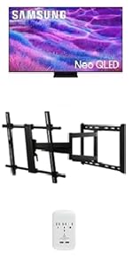 Samsung QN75QN80F TV with Walts Large Full Motion Mount and 3-Outlet-Surge