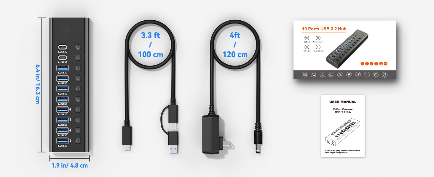 10-Port USB 3.2/USB C Hub