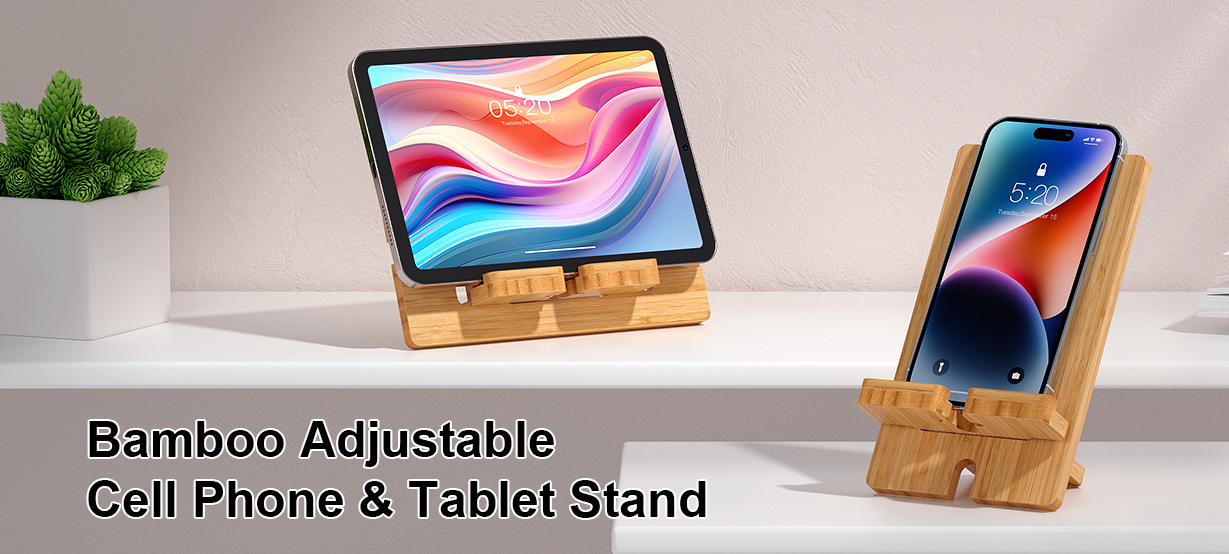 Adjustable Bamboo Phone & Tablet Stand