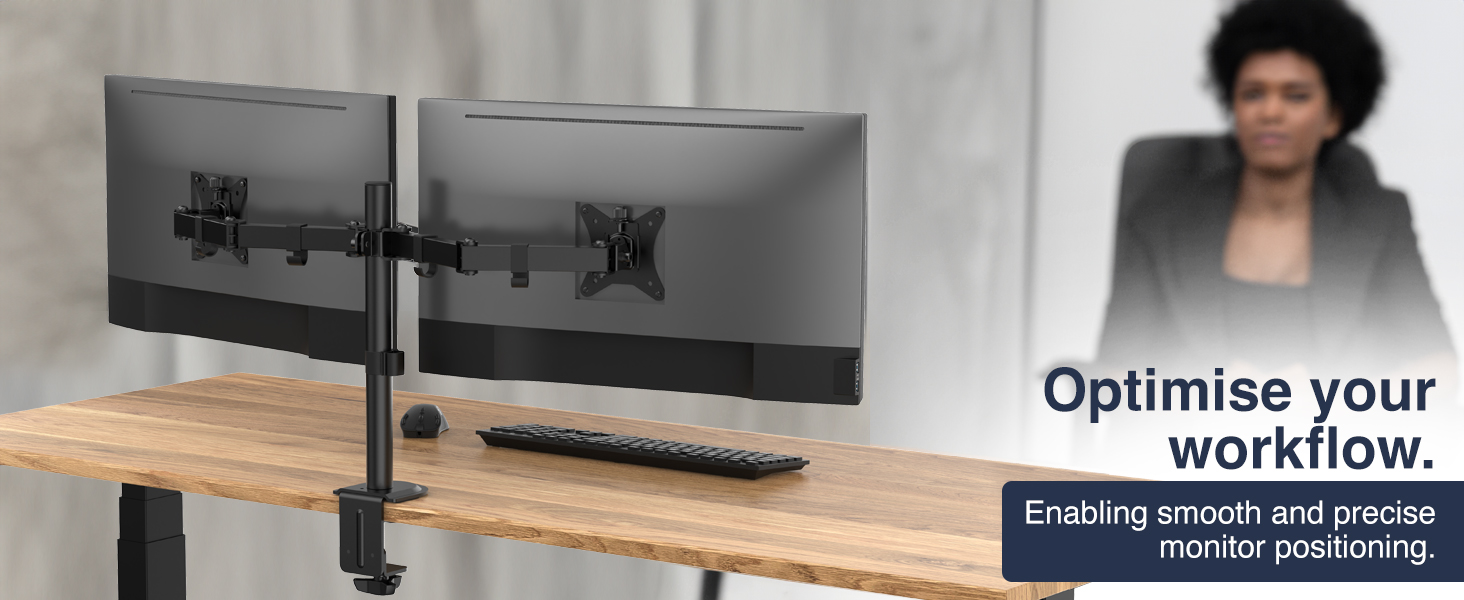 dual monitor arm, eco monitor arm, monitor mount, spring arm, VESA mount, ergonomic