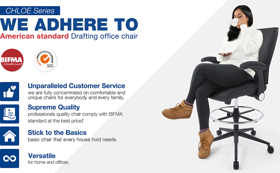 Model Drink Coffee - Drafting Chair - Office Chair - Drafting Stool