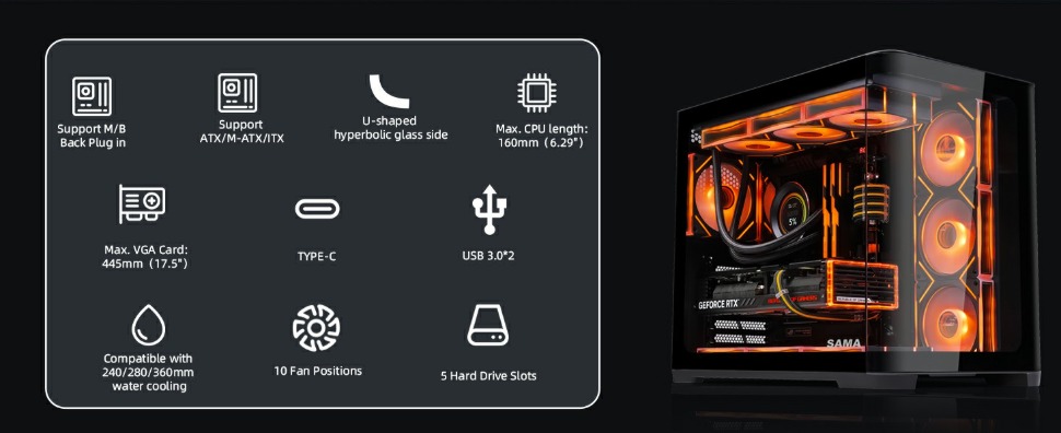 SAMA 2851 ATX Mid-Tower PC Gaming Case