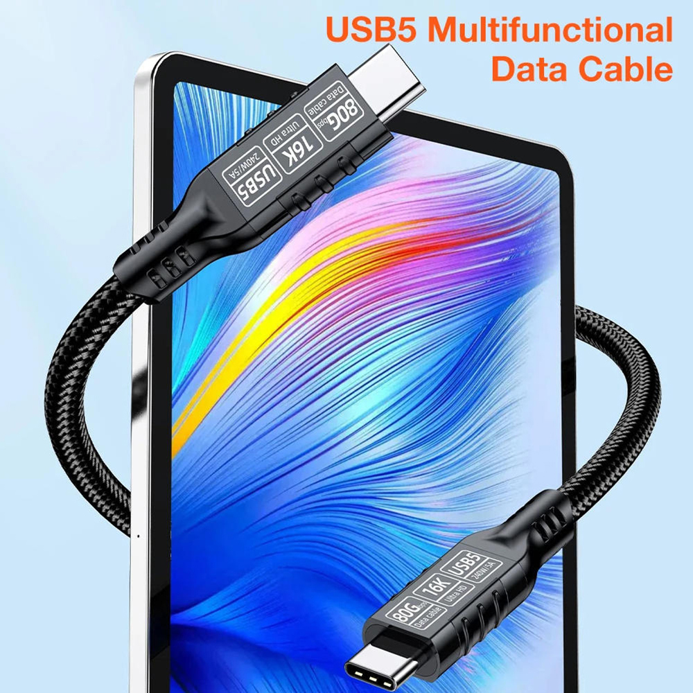 USB C to C Cable 6.6ft./2M, PD 240W Fast Charging Thunderbolt 5 USB5 Cables, Braided Type C Cable 80