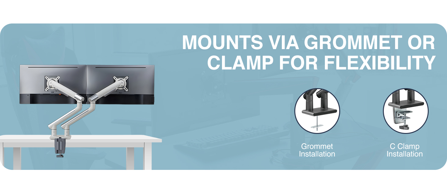 slim monitor arm, dual monitor arm, minimalist monitor mount, low-profile, VESA mount, ergonomic