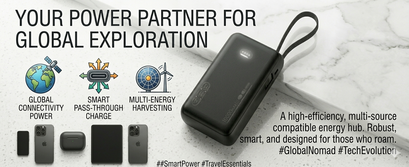 Fast Charging Power Bank for iPhone 16/15, Samsung Galaxy, iPad