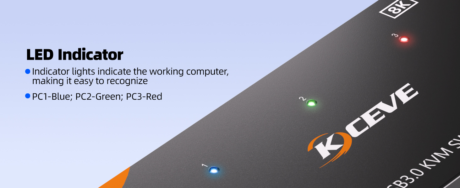 8K@60Hz KVM switch 3 PCs share 3 monitors and 4 USB devices