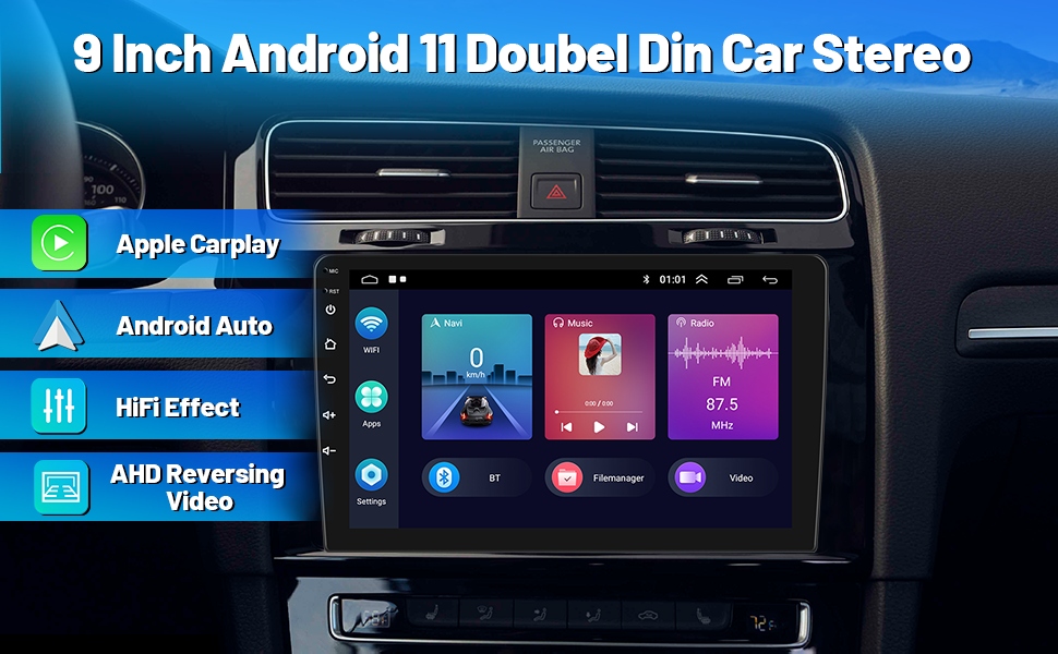 Android 11 Double Din Car Stereo Wireless Carplay Android Auto