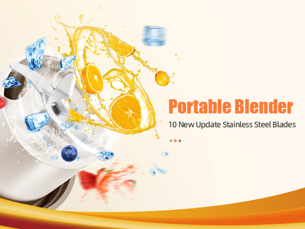 Portable Blender 10 New Stainless Steel Blades