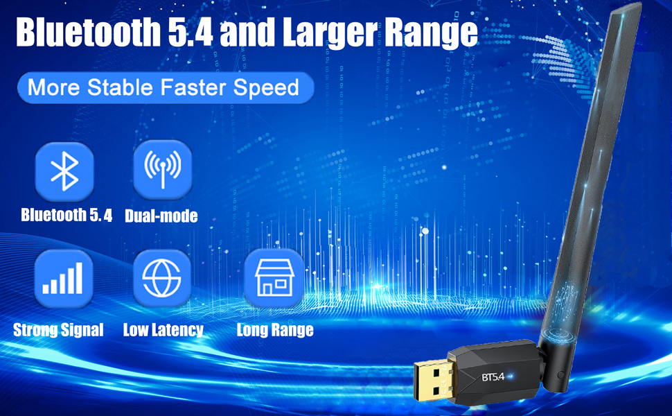 USB Bluetooth 5.4 adapter, allows your PC/laptop to connect Bluetooth-enabled devices 1.System suppo