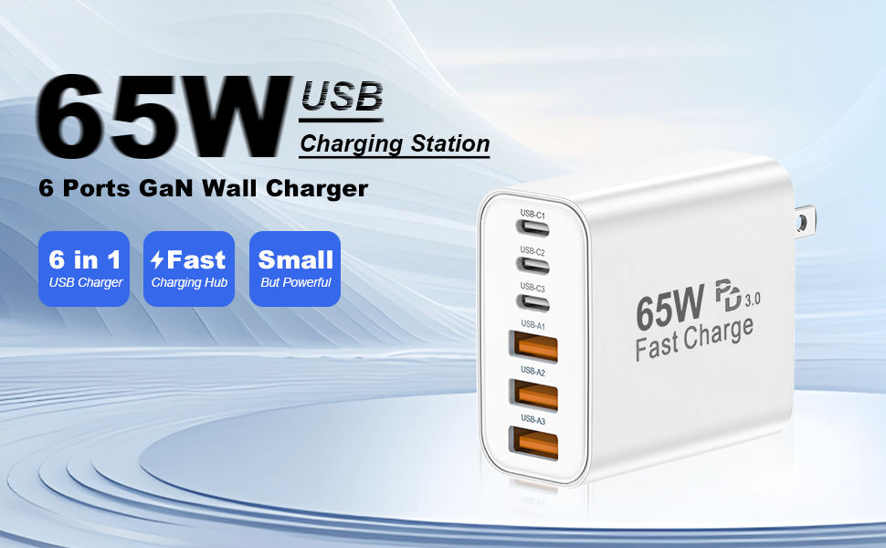 2 Packs 65W USB Wall Charger Fast Charging Block