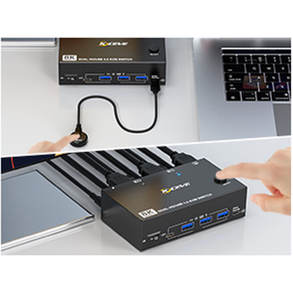 Two switching modes Desktop controller that supports remote switching (included) and panel button, L