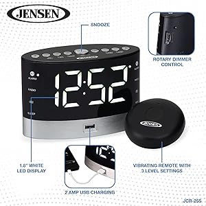 Jensen JCR-255 AM/FM Dual-Alarm Digital Clock Radio