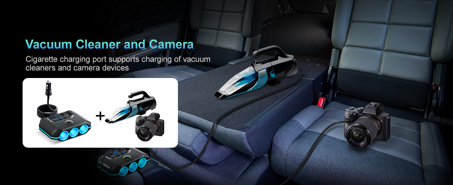 Car Auto Cigarette Lighter Splitter, 120W Car Charger Adapter with USB & PD, 7 in 1 Multi Port Power