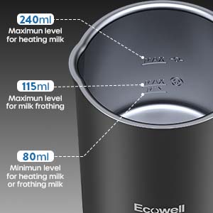 ECOWELL 4 in 1 Electric Milk Frother, Stainless Steel, Portable