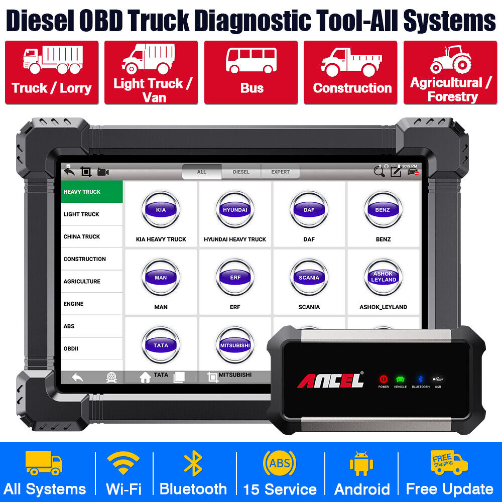 Truck OBD2 Scanner Heavy Duty Diagnostic Tool for 12-24V Car Truck